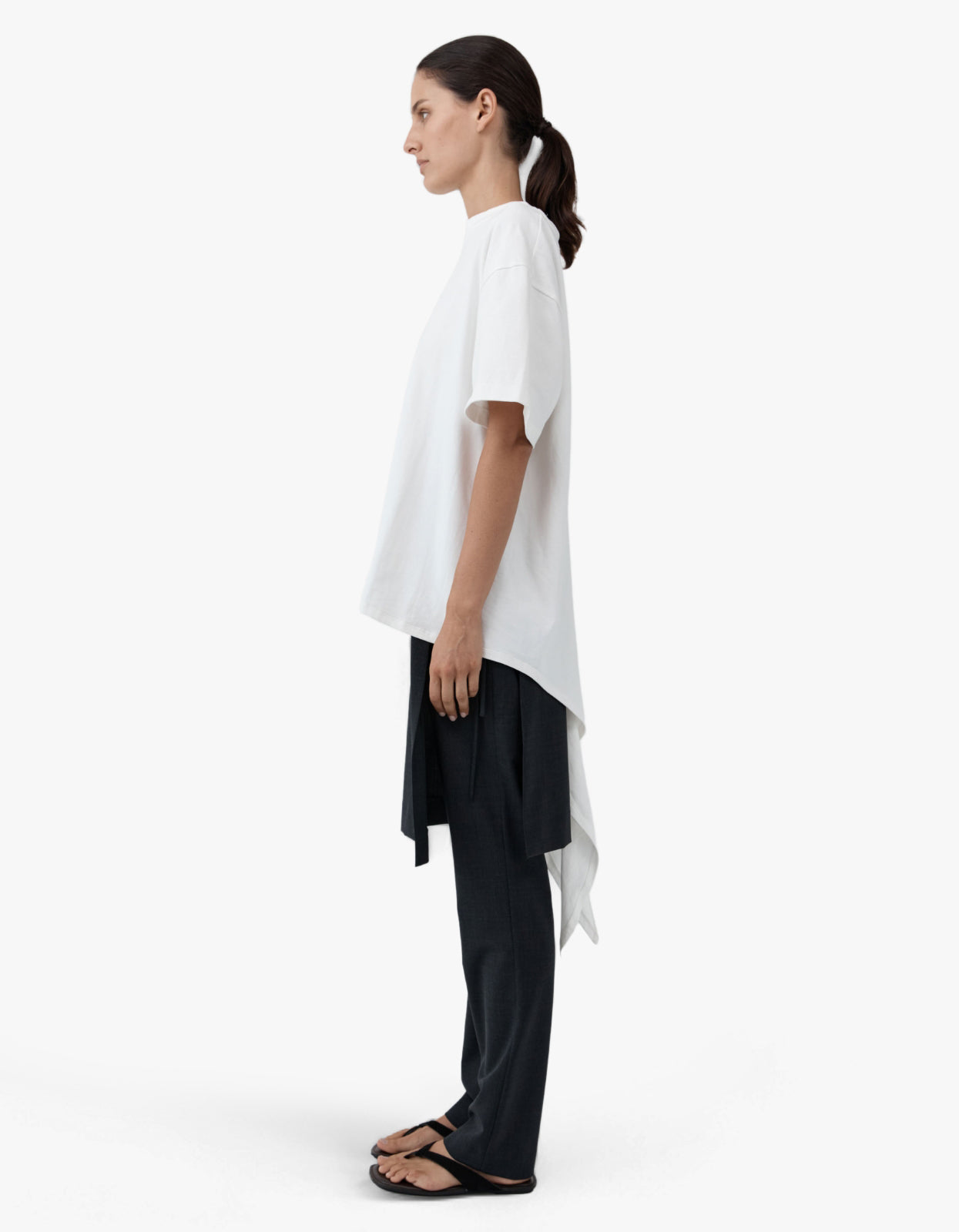 Cotton Jersey Split Back Tee - White