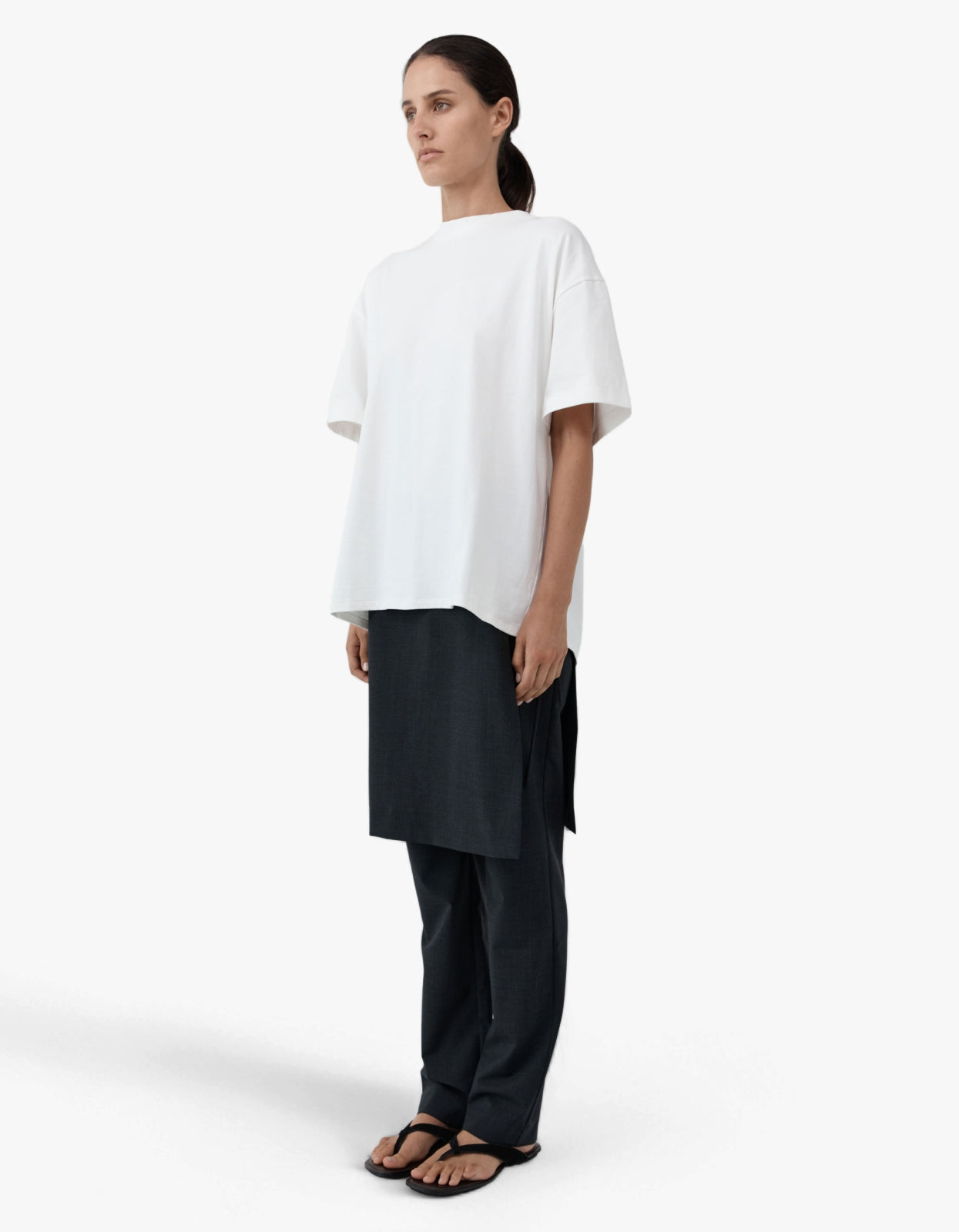 Cotton Jersey Split Back Tee - White