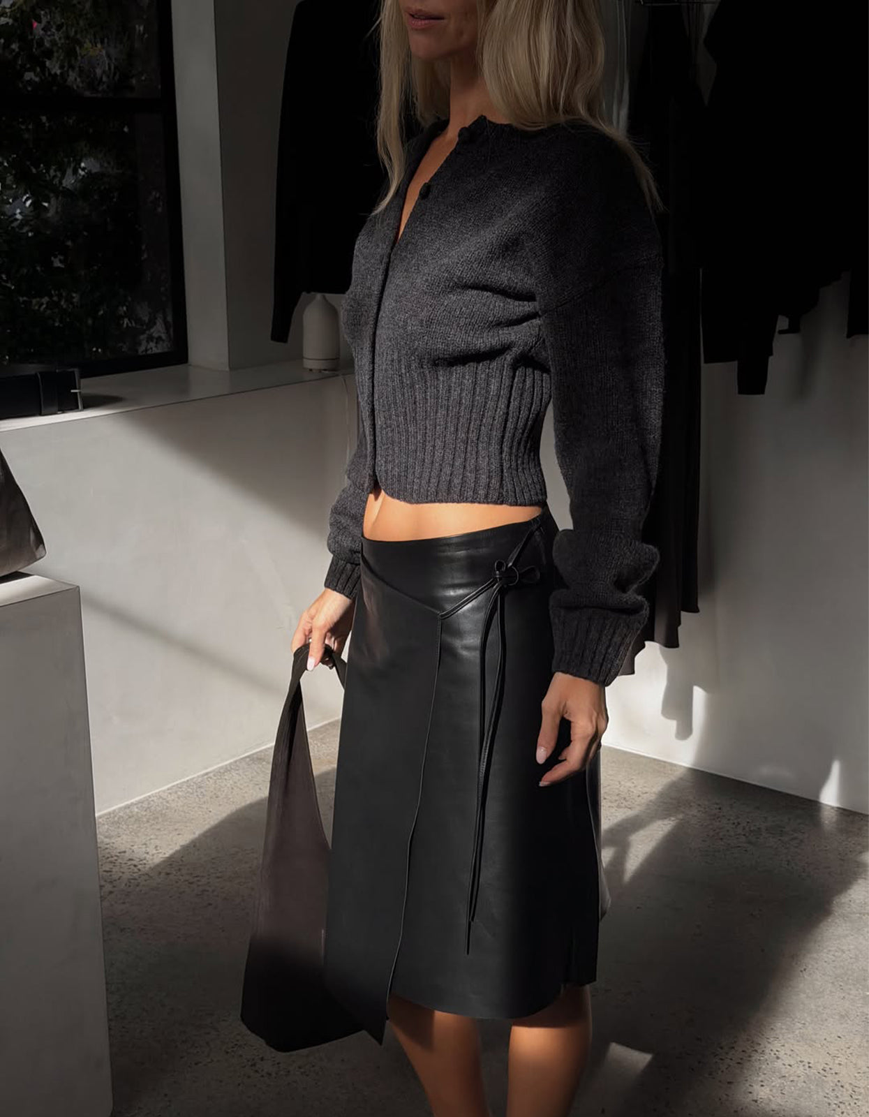 Wool Cardigan - Dark Charcoal Melange