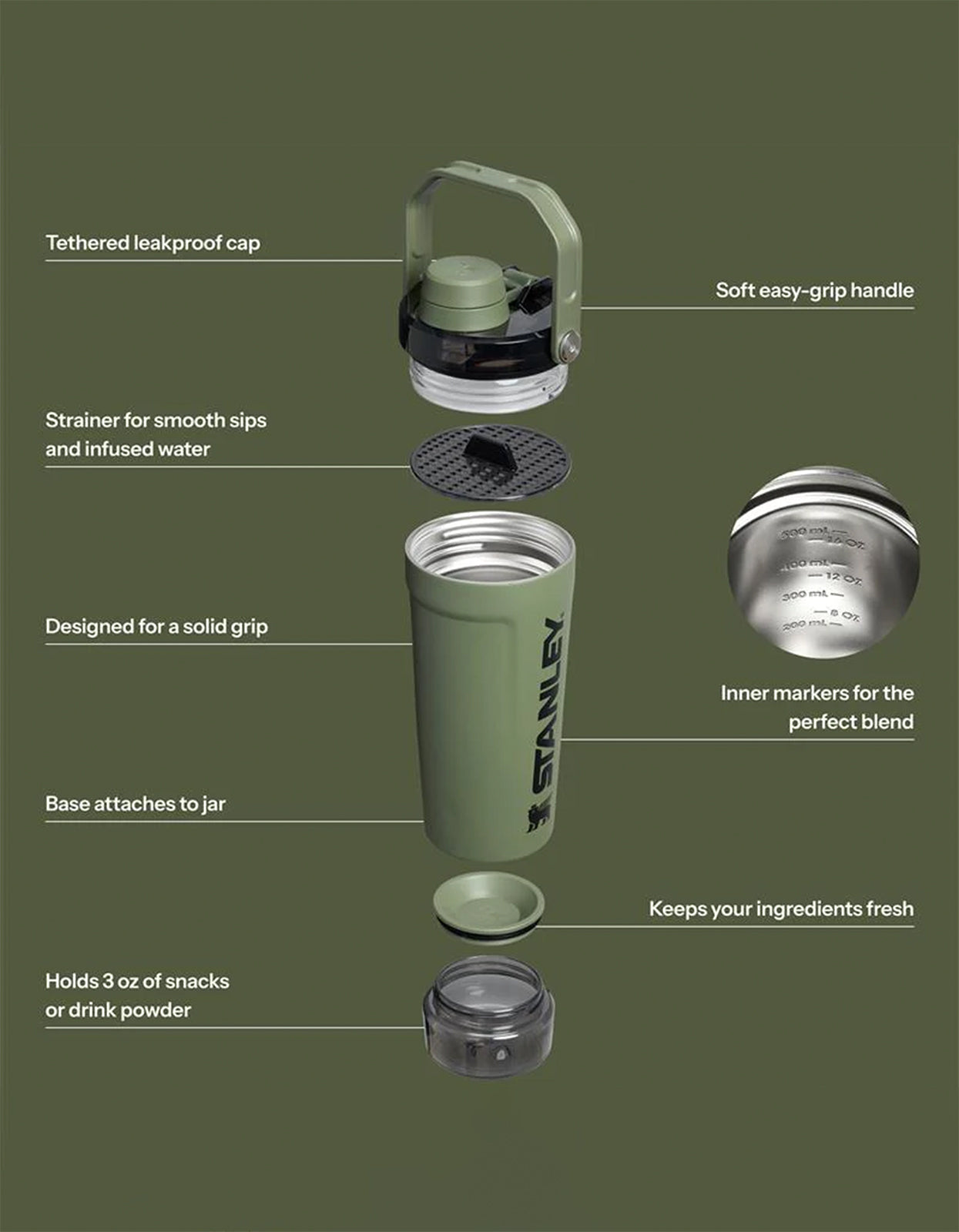 The Activate Shaker Bottle 590ml/20oz - Dried Pine