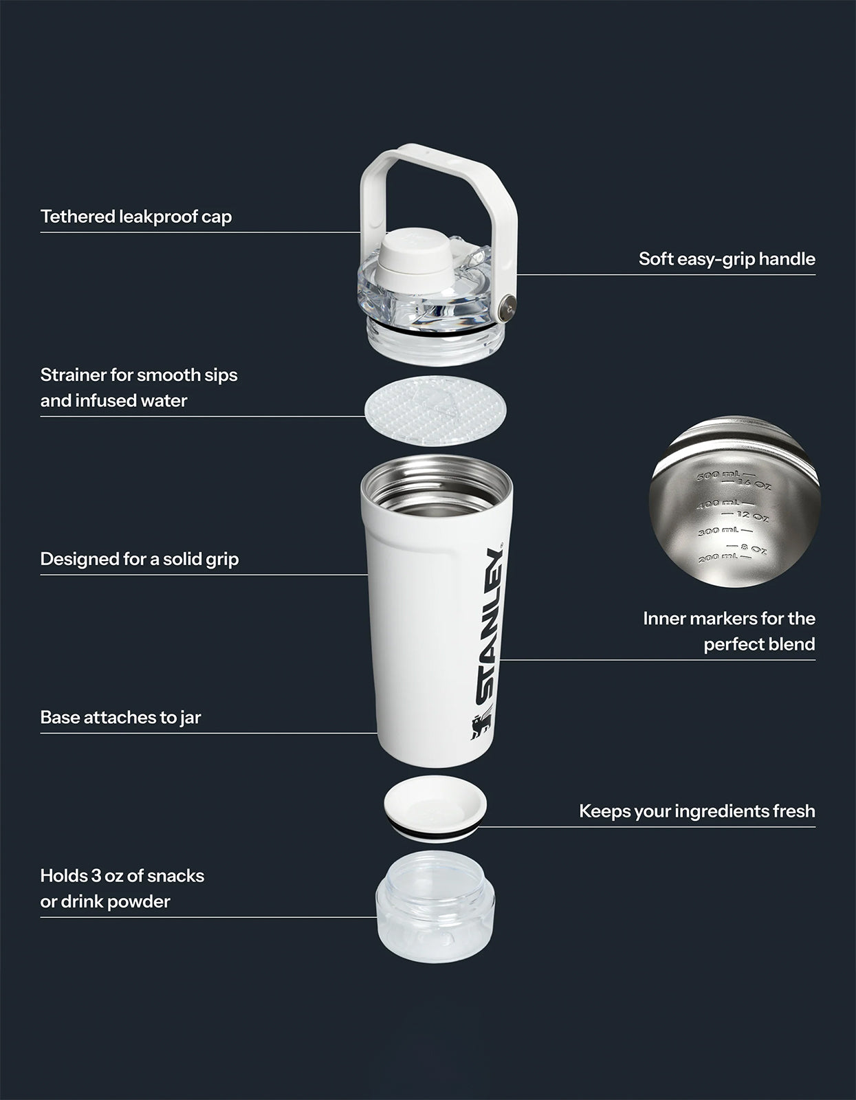 The Activate Shaker Bottle 590ml/20oz - Chalk