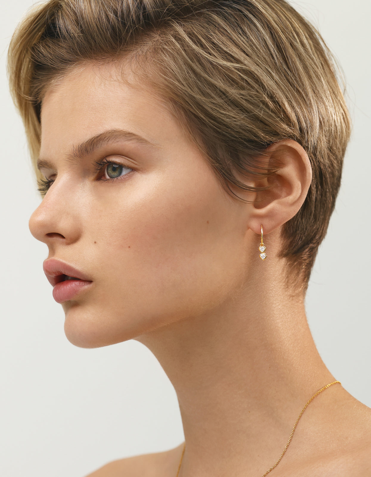 Two Of A Kind Heart Mini Hoops - Gold