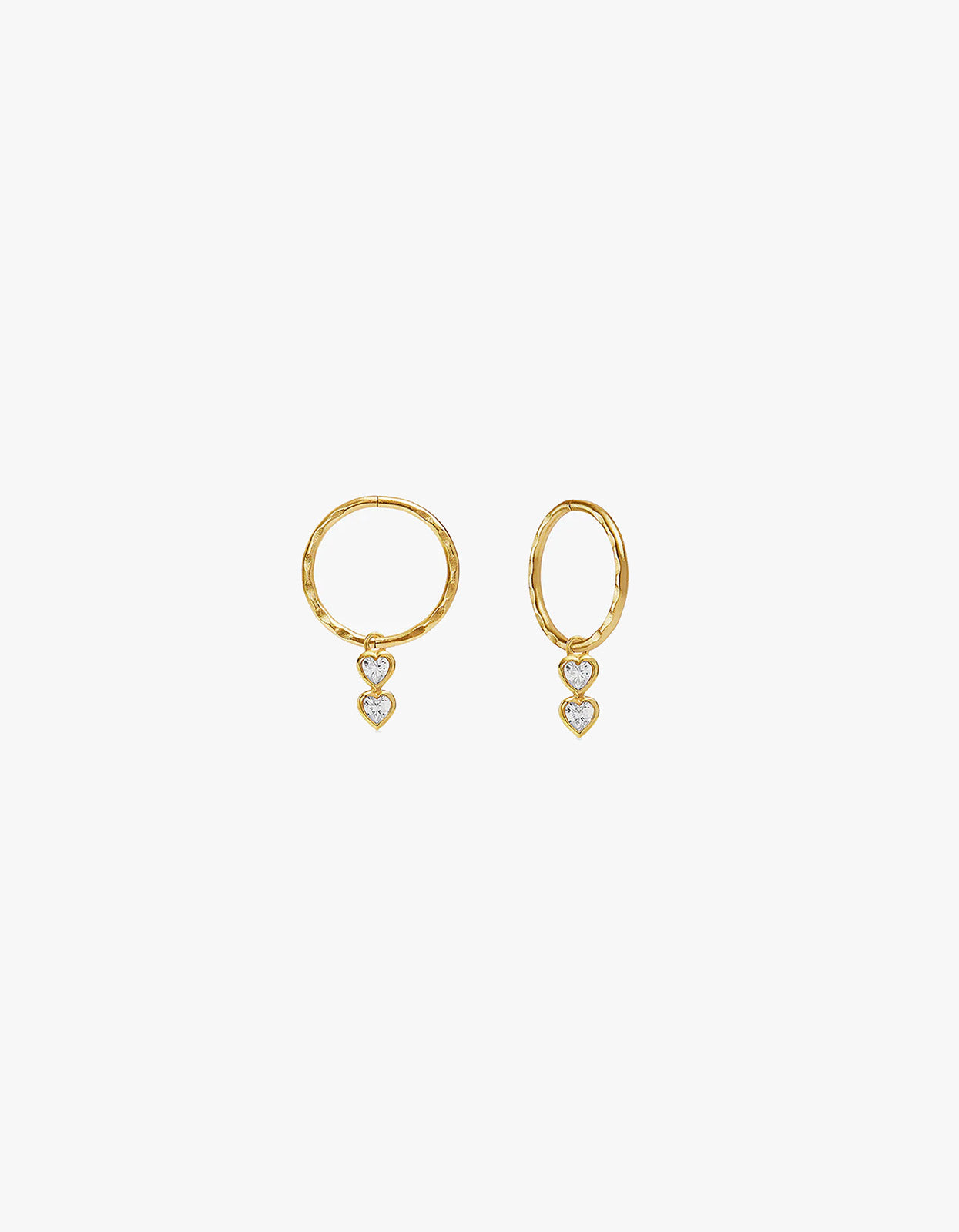 Two Of A Kind Heart Mini Hoops - Gold