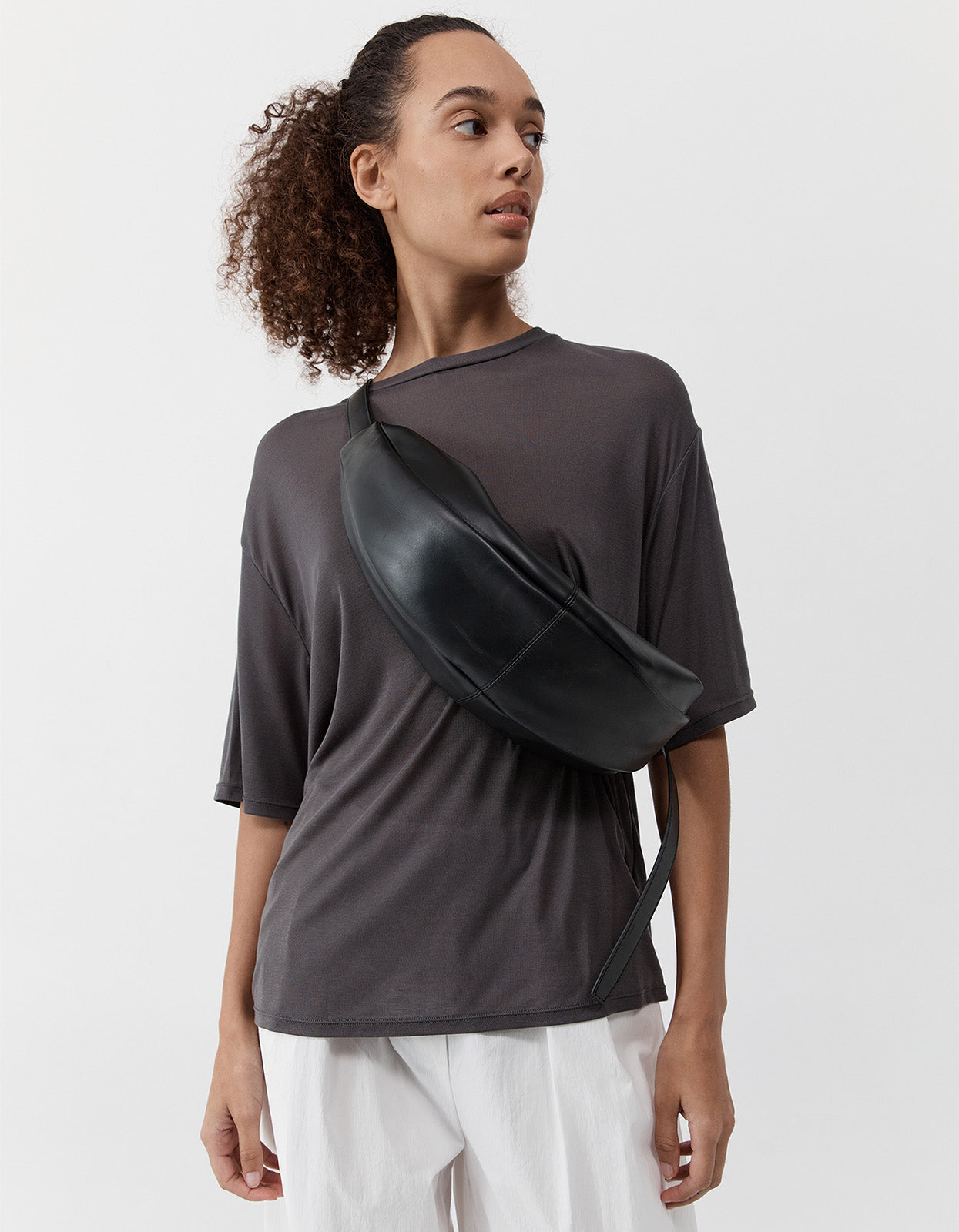 Adjustable Slim Crescent Bag - Black