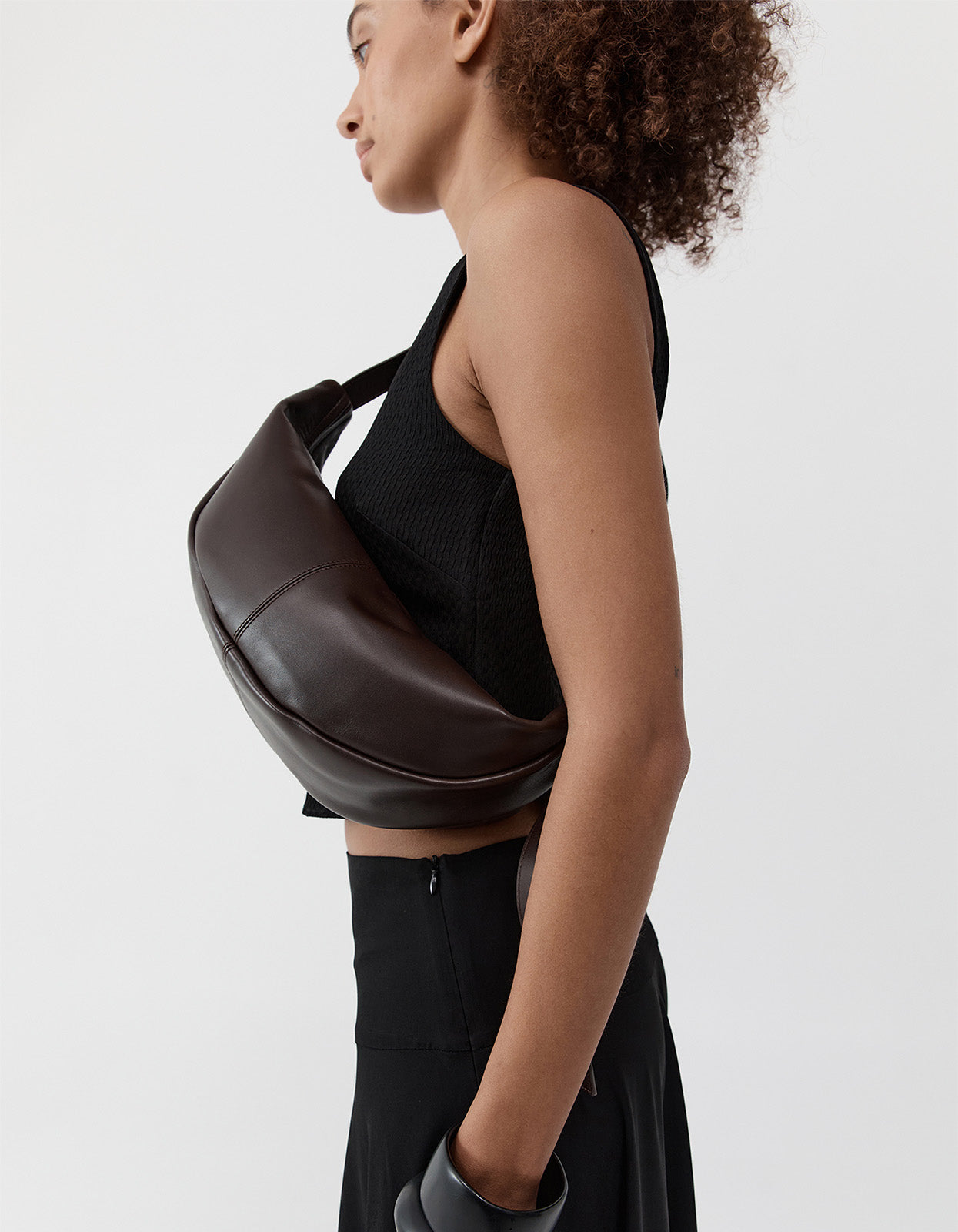 Adjustable Slim Crescent Bag - Coffee