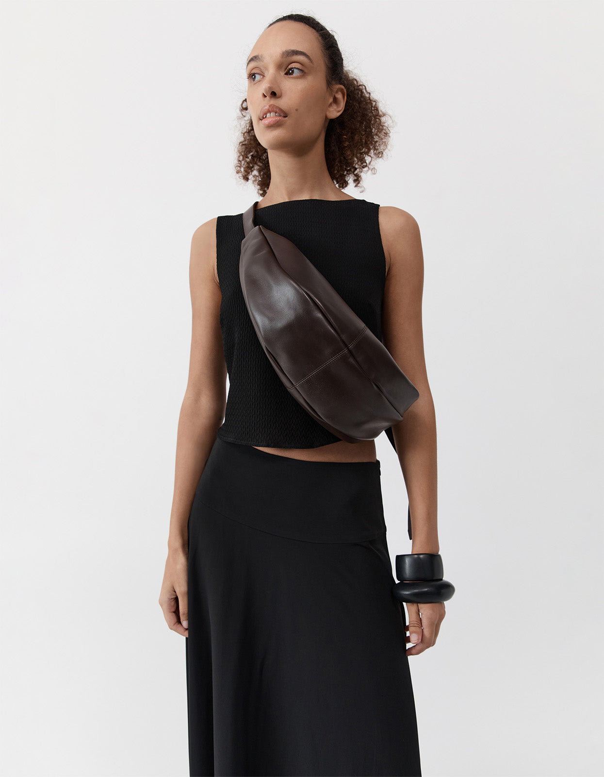 Adjustable Slim Crescent Bag - Coffee