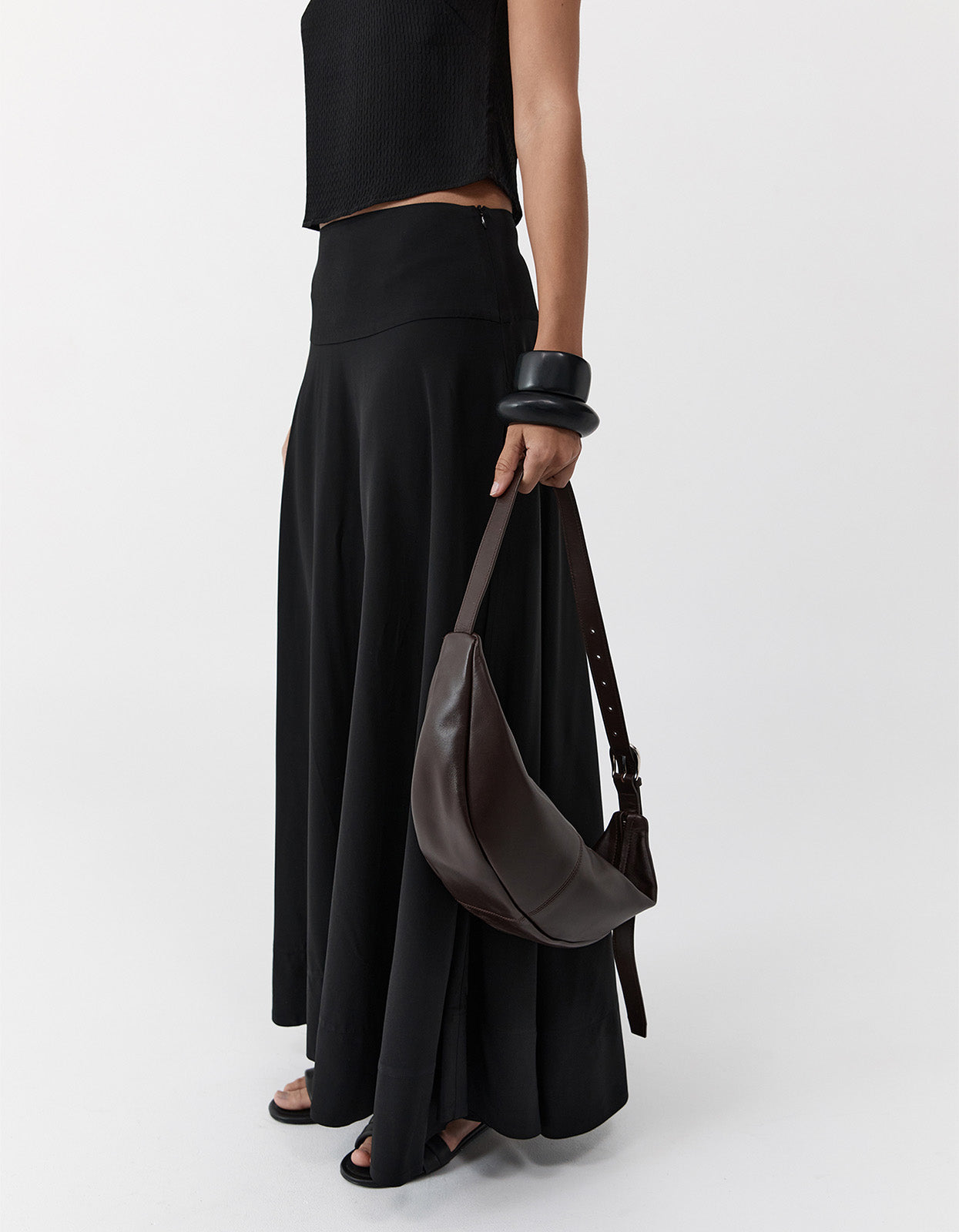 Adjustable Slim Crescent Bag - Coffee