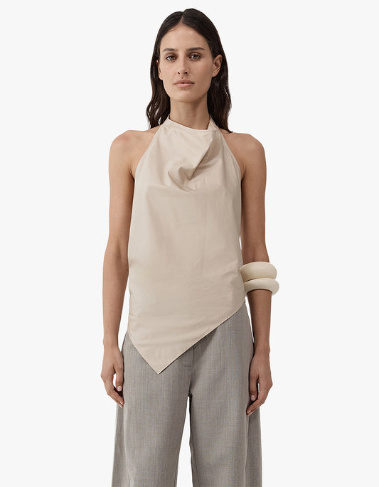 Cotton Halter Top - Champagne