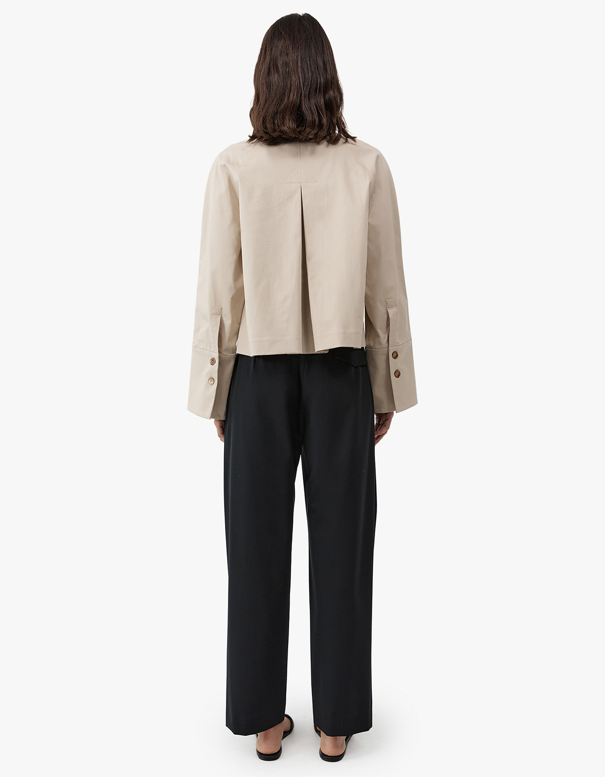 Cropped Cotton Shirt Jacket - Champagne