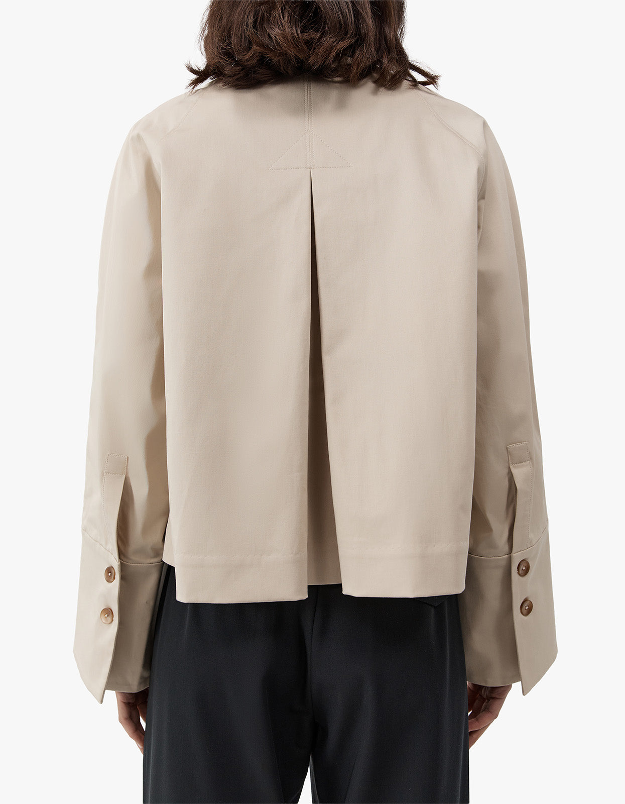 Cropped Cotton Shirt Jacket - Champagne
