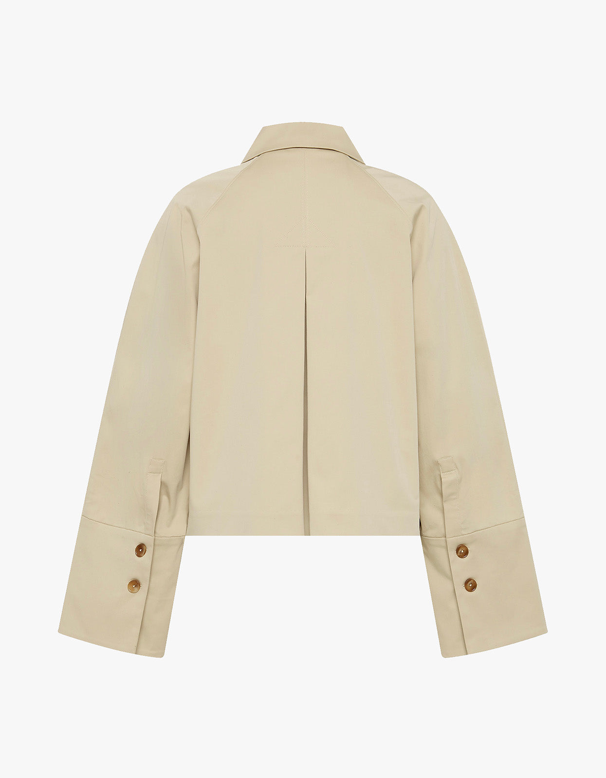 Cropped Cotton Shirt Jacket - Champagne