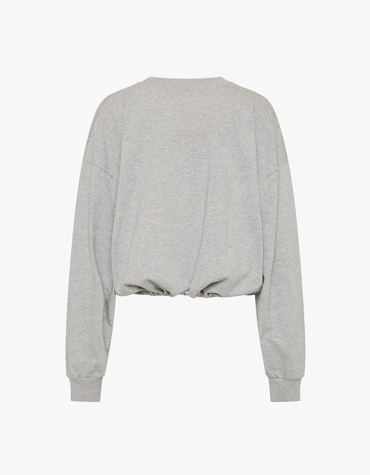 Drawstring Long Sleeve Top - Light Grey Marle