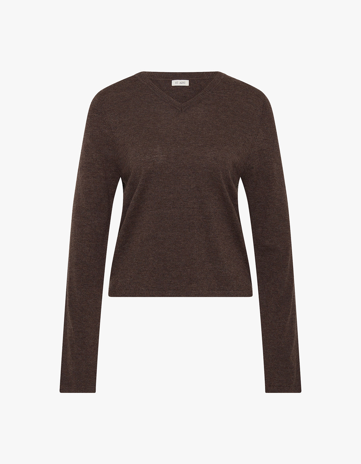Fine Merino V Neck Sweater - Mulch
