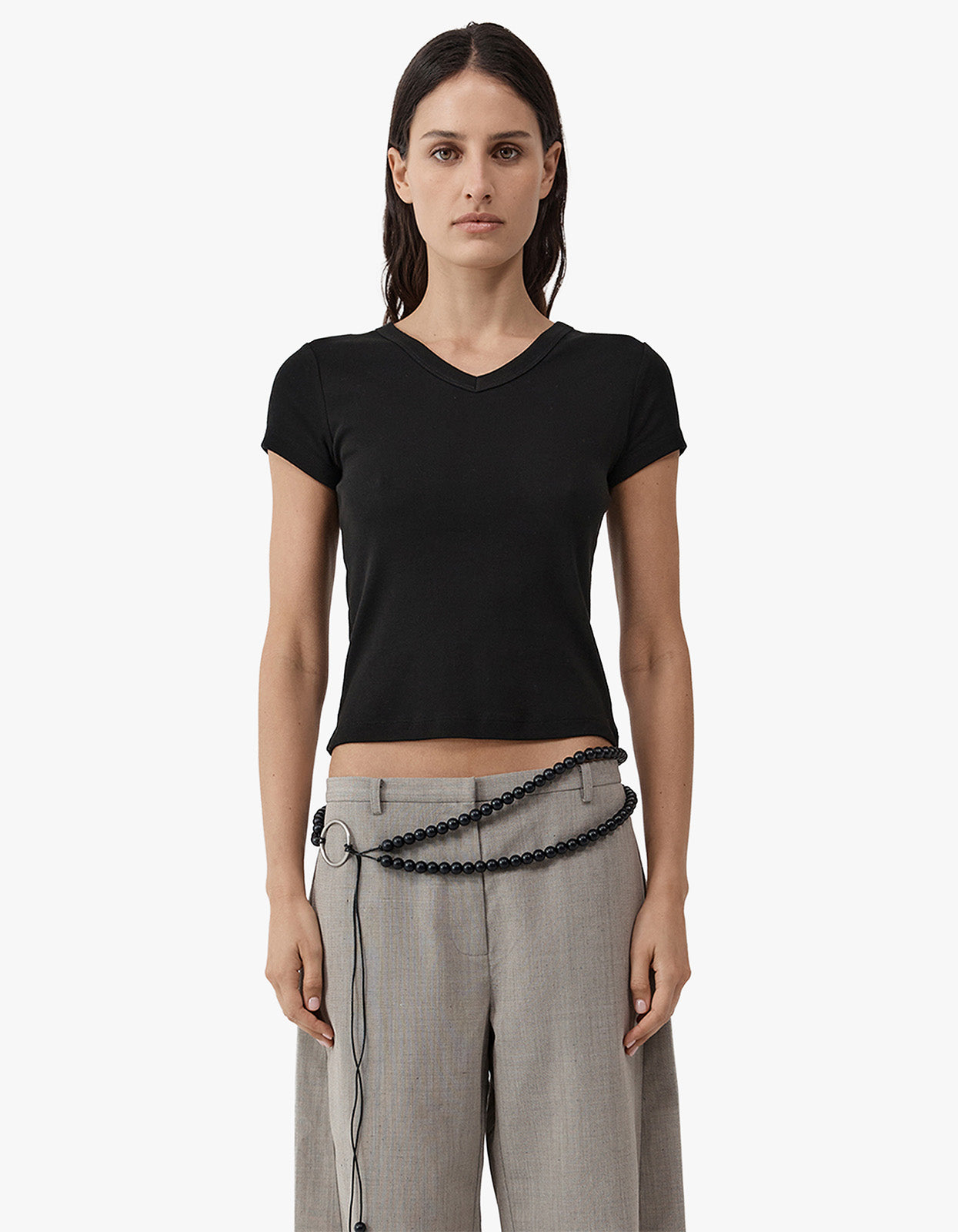 Organic Cotton V Neck Tee - Jet Black