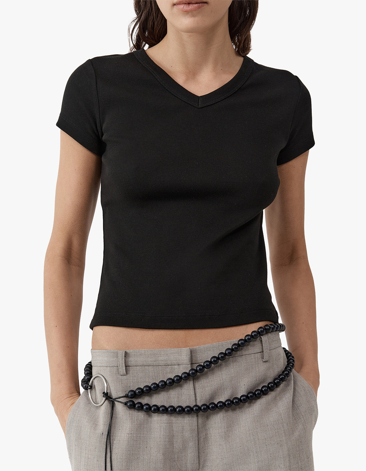 Organic Cotton V Neck Tee - Jet Black