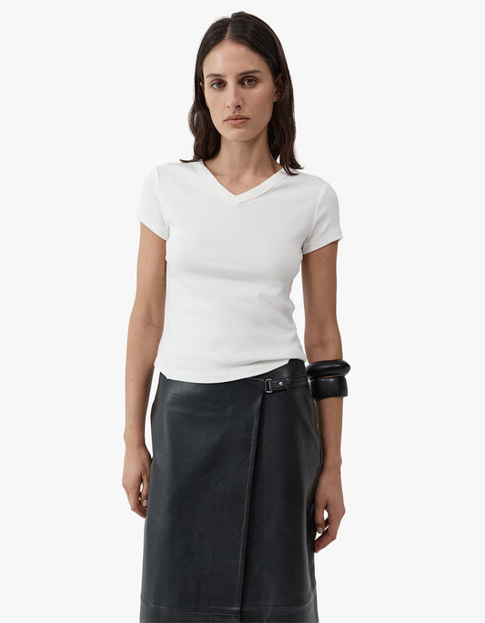 Organic Cotton V Neck Tee - White