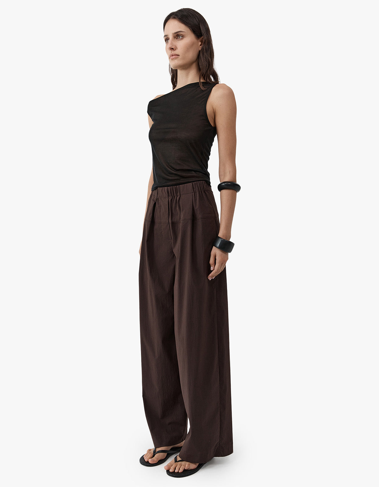 Relaxed Pleat Pants - Bark
