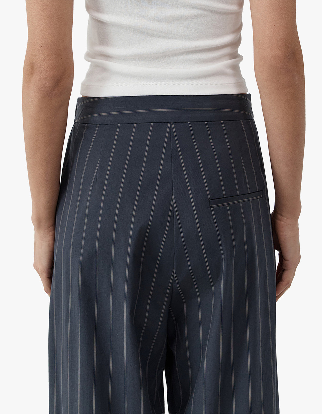 Stripe Relaxed Pleat Pants - Ink Stripe