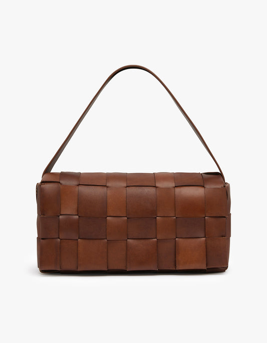 Woven Envelope Slim Tote - Chestnut