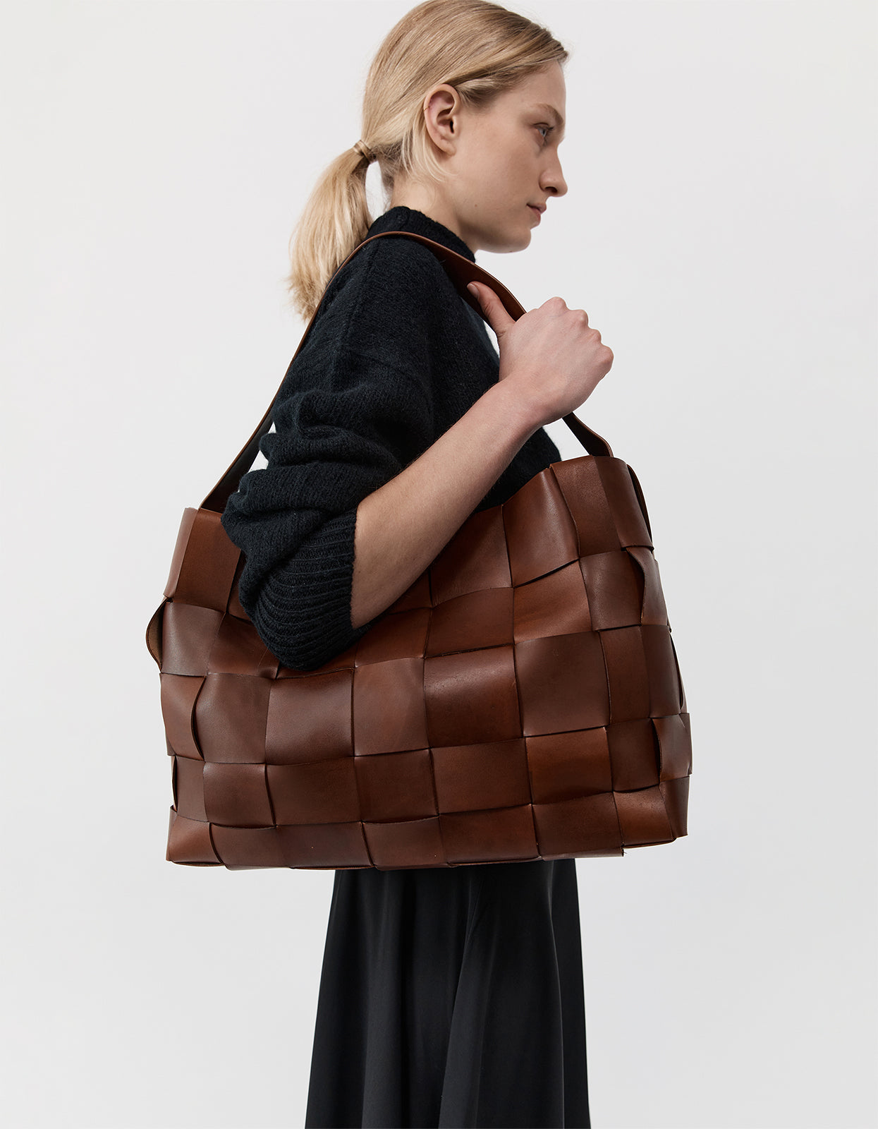 Woven Large Tote - Chestnut