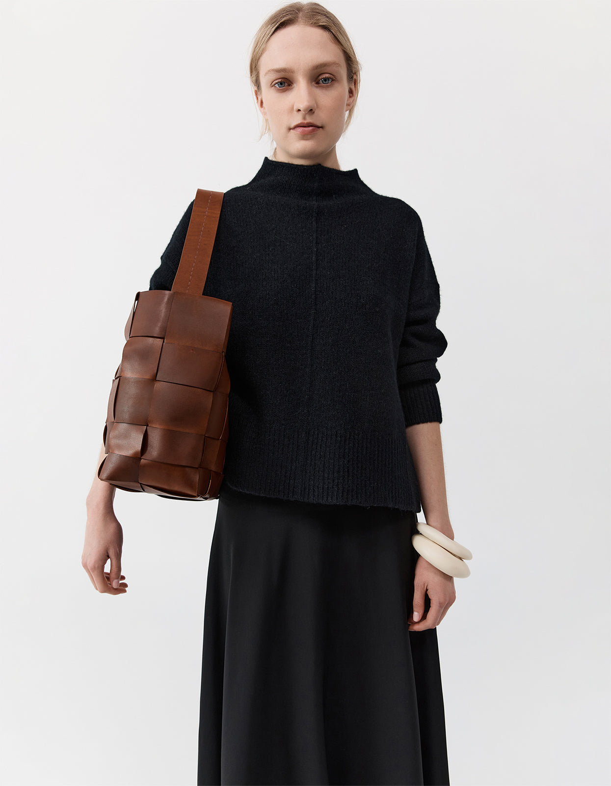 Woven Large Tote - Chestnut