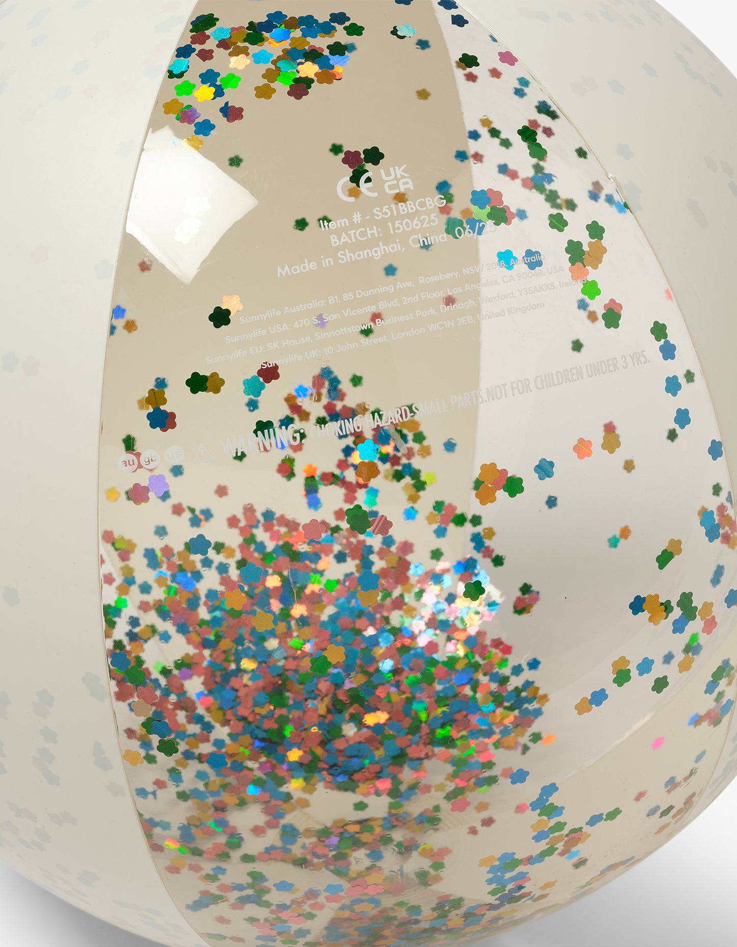 Inflatable Beach Ball - Cotton Candy Glitter