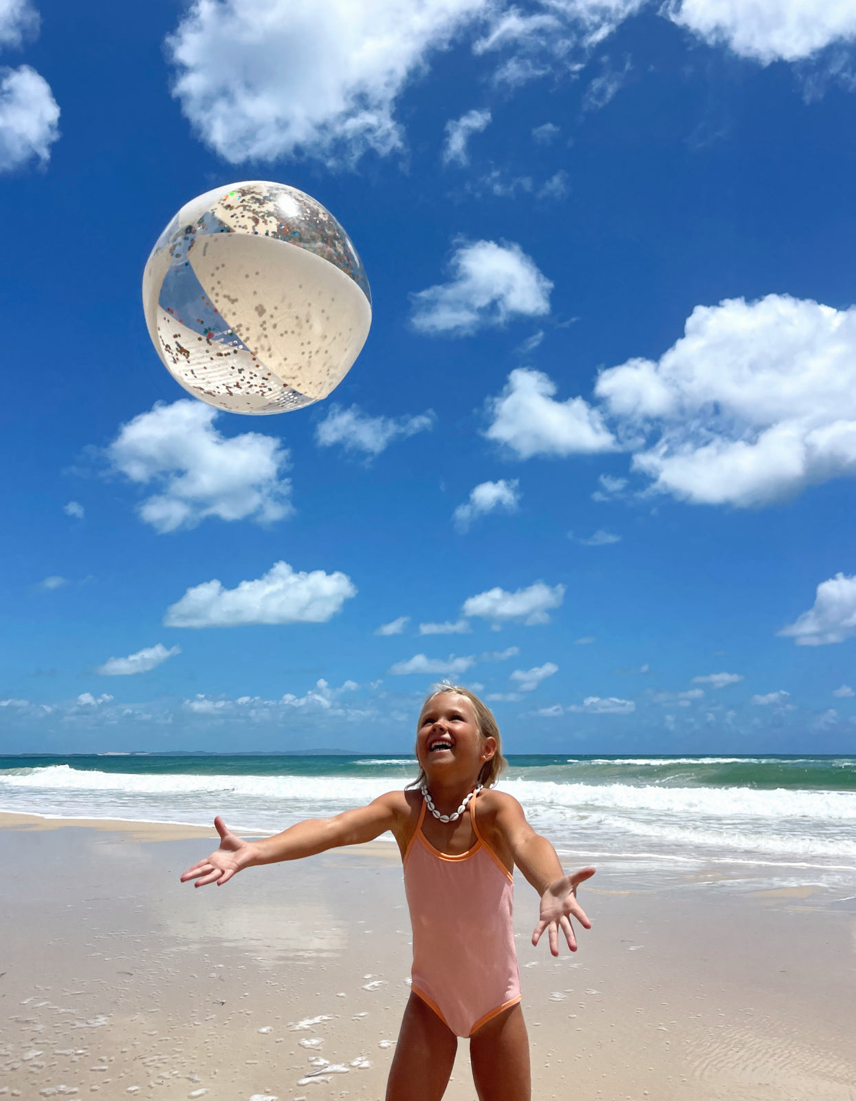 Inflatable Beach Ball - Cotton Candy Glitter