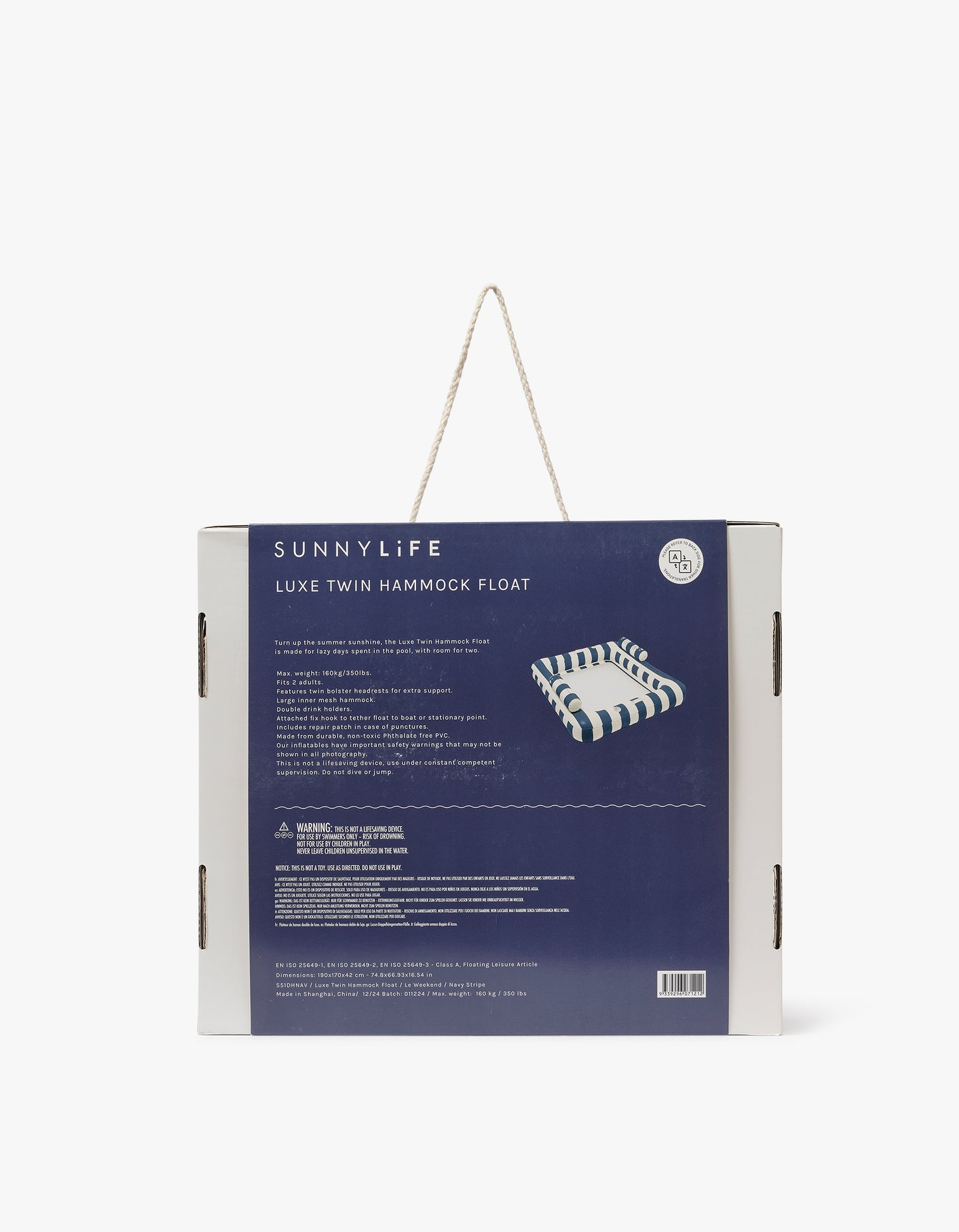 Deluxe Twin Hammock Float - Le Weekend Navy Stripe