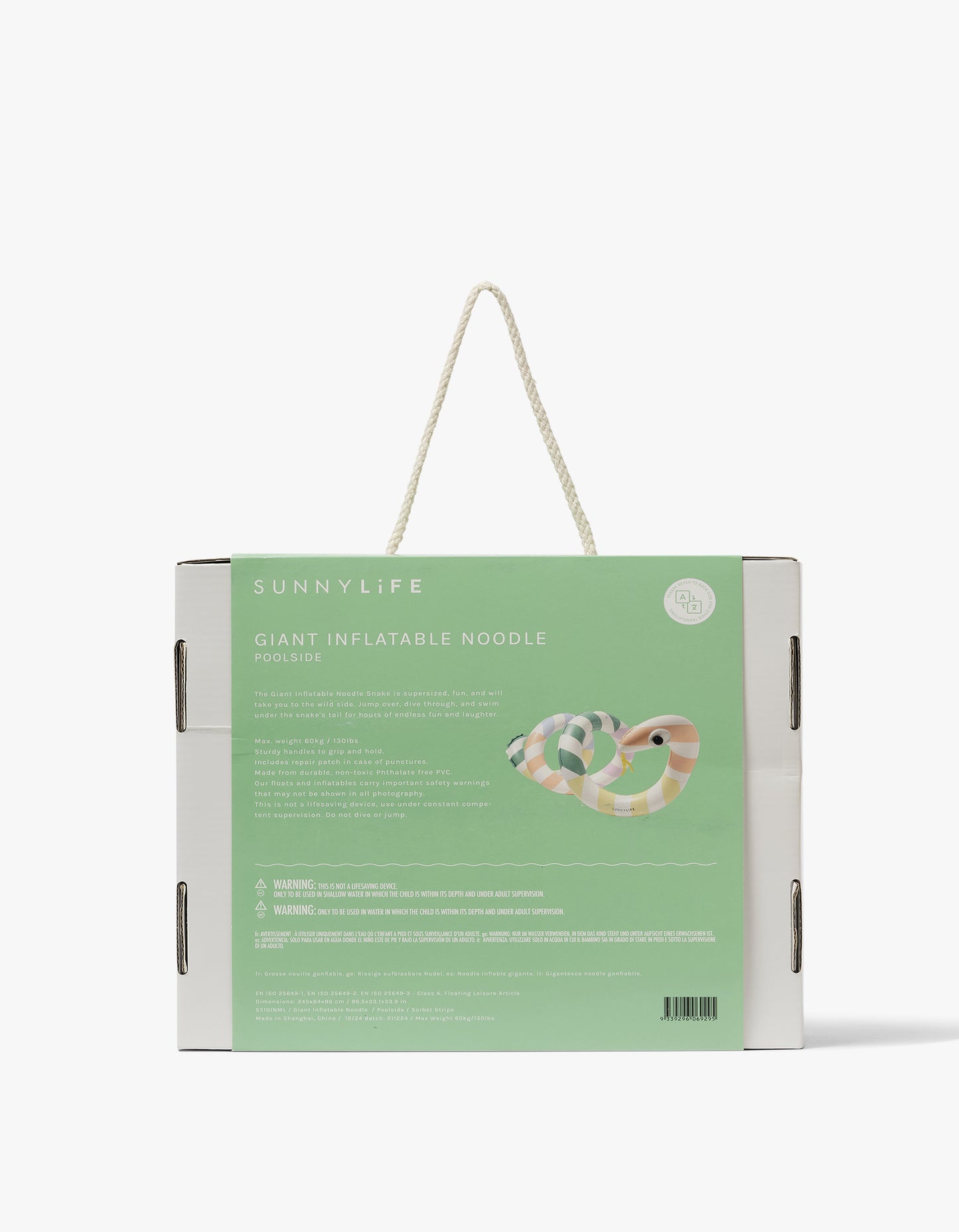 Giant Inflatable Noodle - Poolside Sorbet Stripe