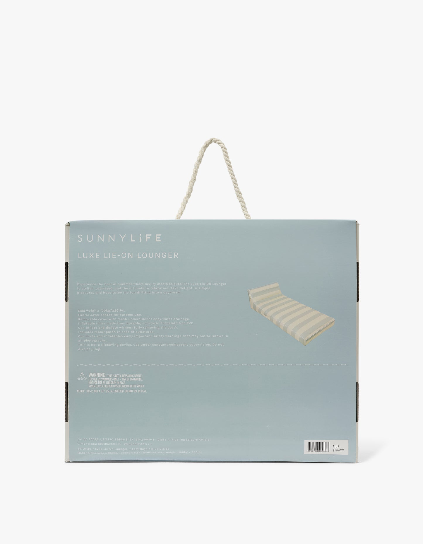 Luxe Lie-On Lounger - Lazy Days Blue Stripe