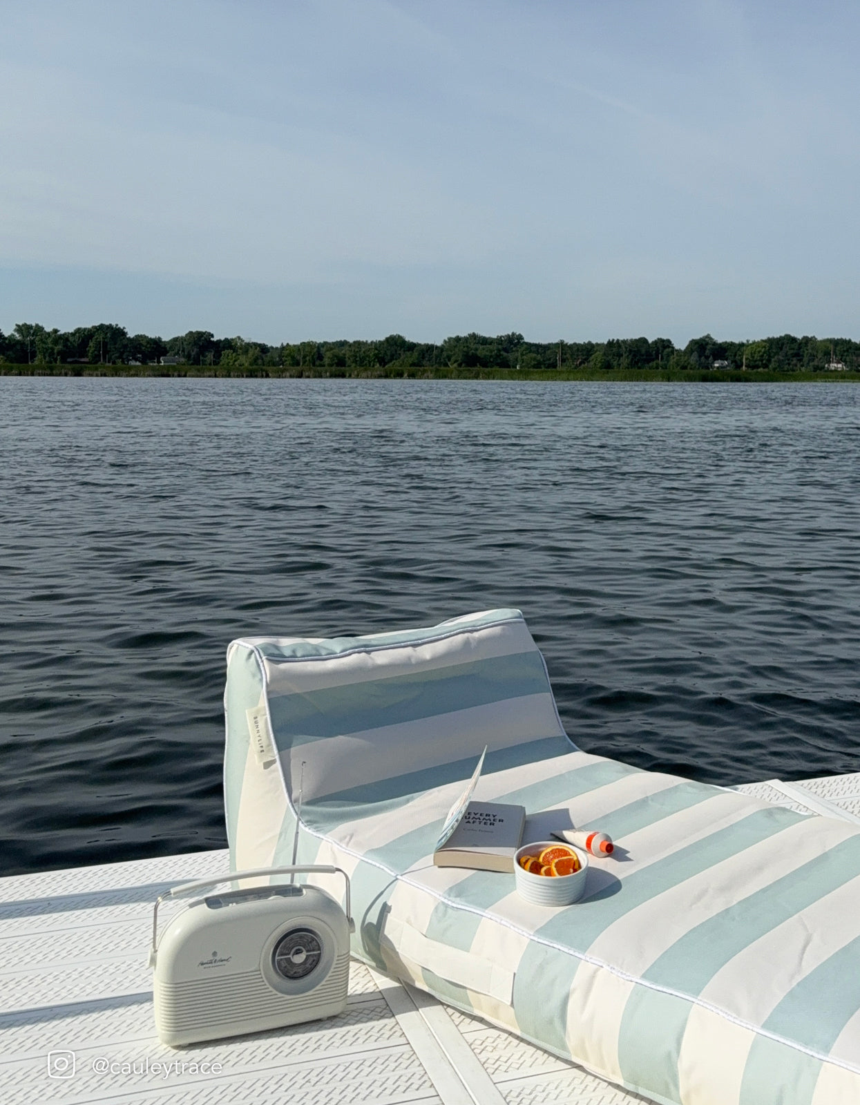 Luxe Lie-On Lounger - Lazy Days Blue Stripe