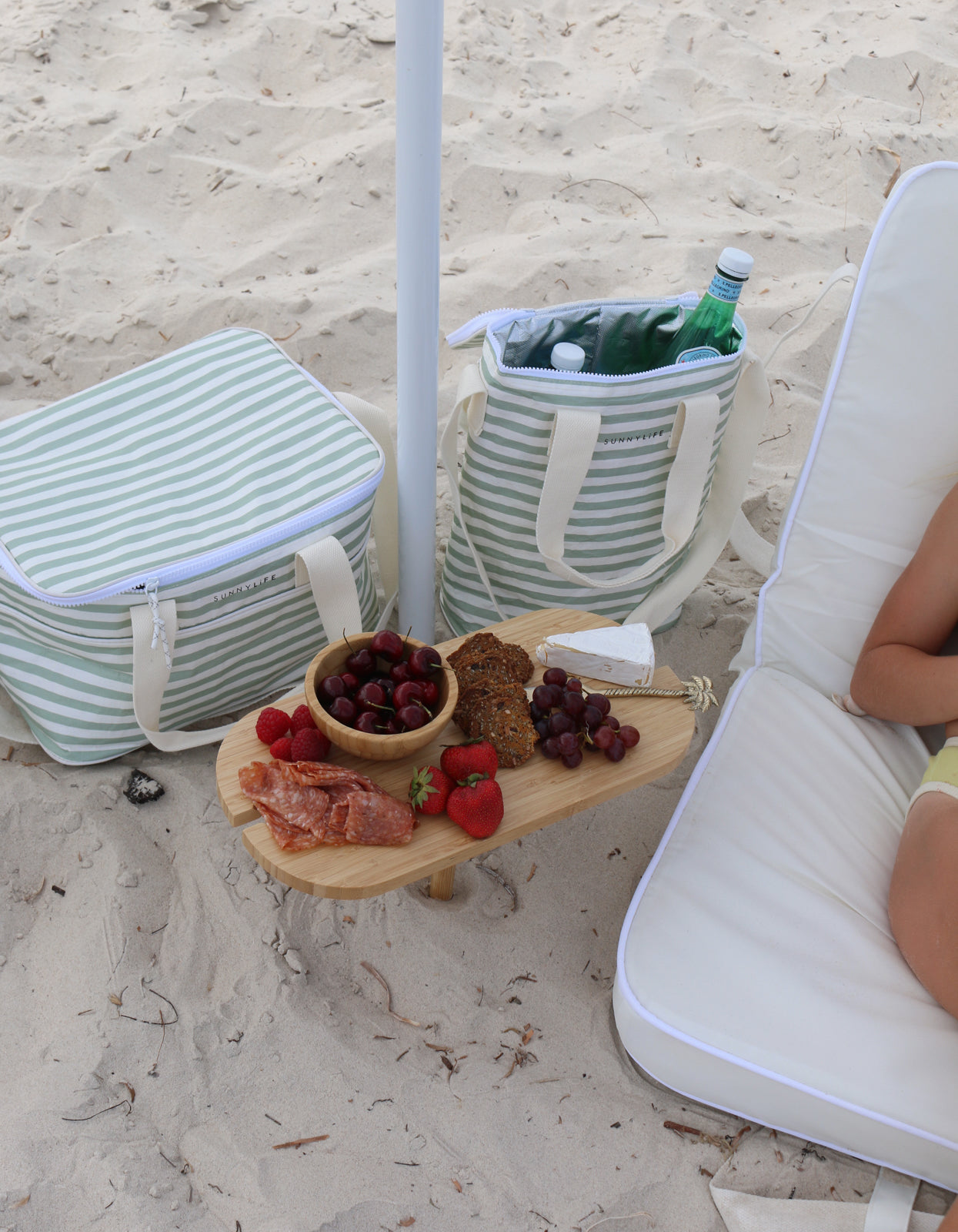 Light Cooler Bag - Sea Sage Stripe