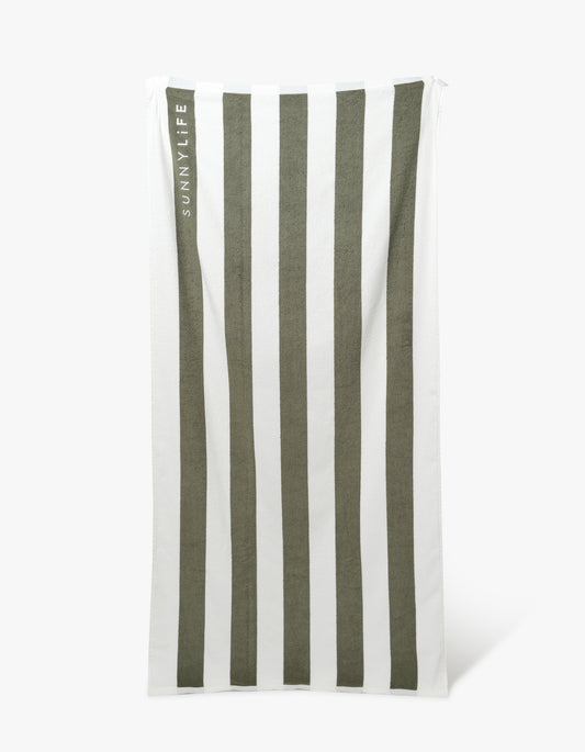 Beach Towel - The Vacay Olive Stripe