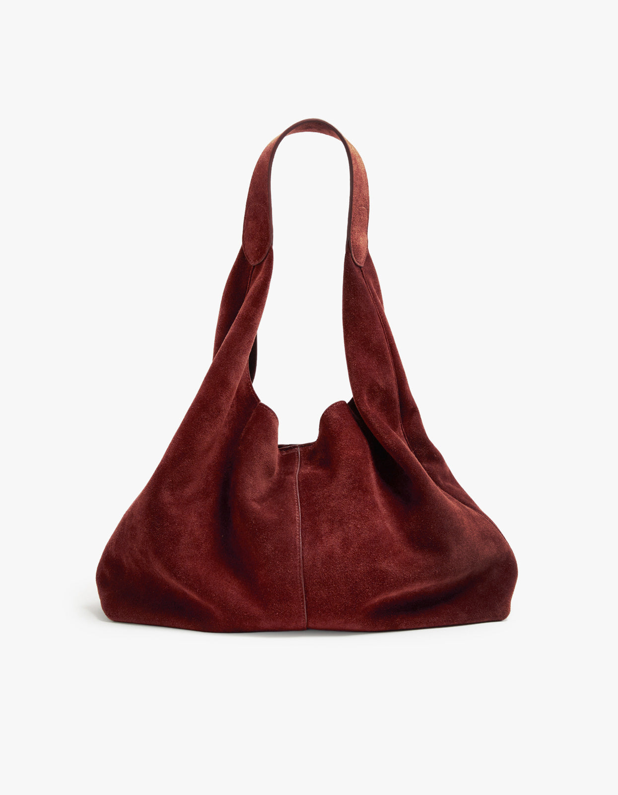 Indie Suede Leather Slouch Tote - Burgundy