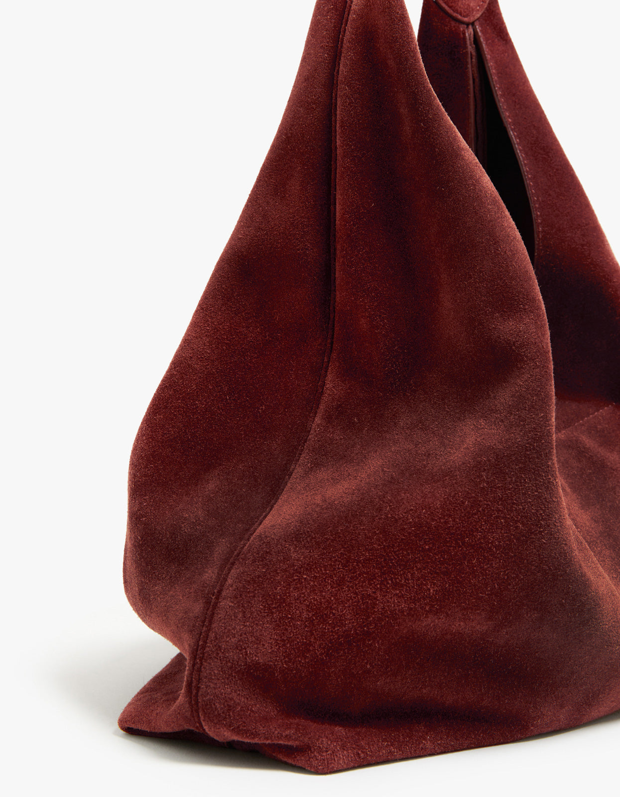 Indie Suede Leather Slouch Tote - Burgundy