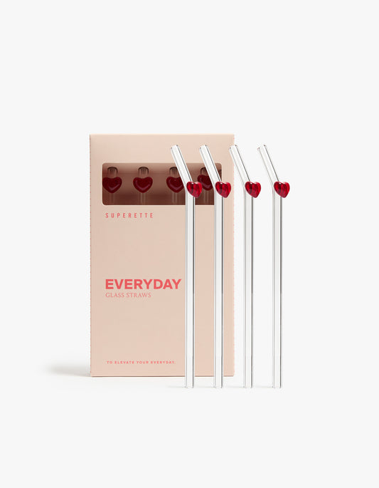 Everyday Glass Straws - Red Heart