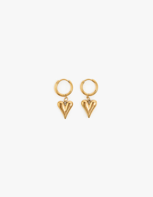 Cece Heart Hoops - Gold Plated