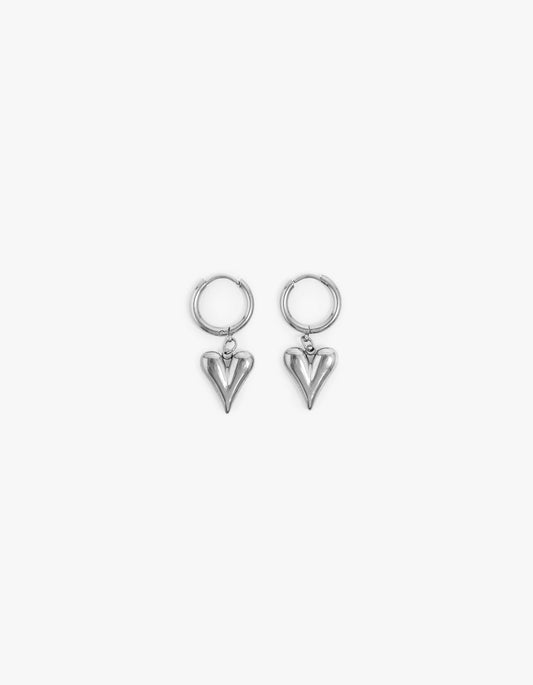 Cece Heart Hoops - Silver