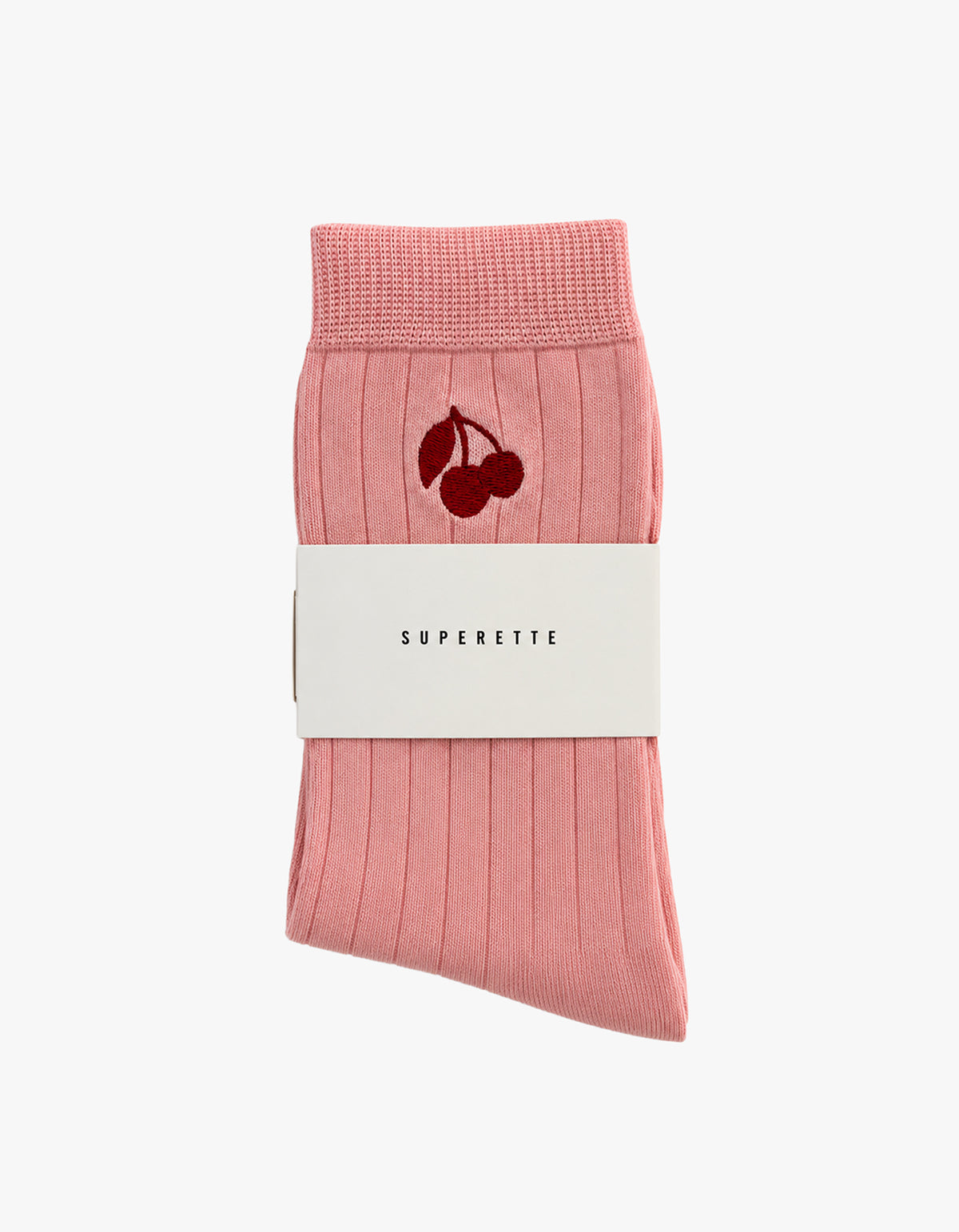 Embroidered Crew Sock - Cherries
