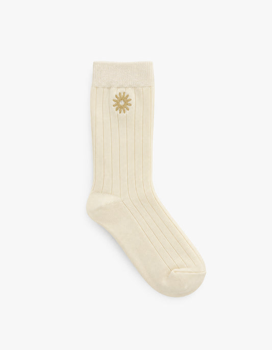 Embroidered Crew Sock - Sunshine
