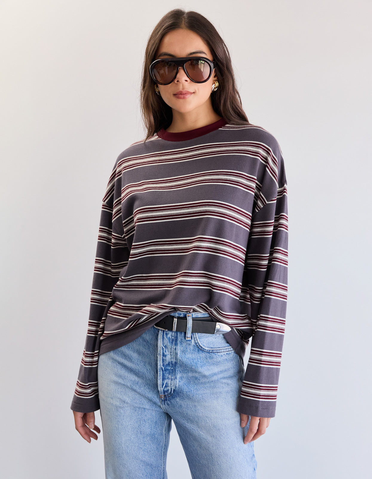 Bonnie L/S Stripe Tee - Dove Stripe