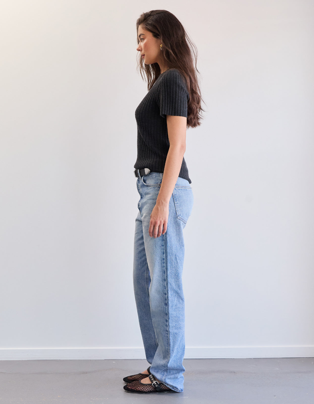 Hollie Knit Tee - Charcoal