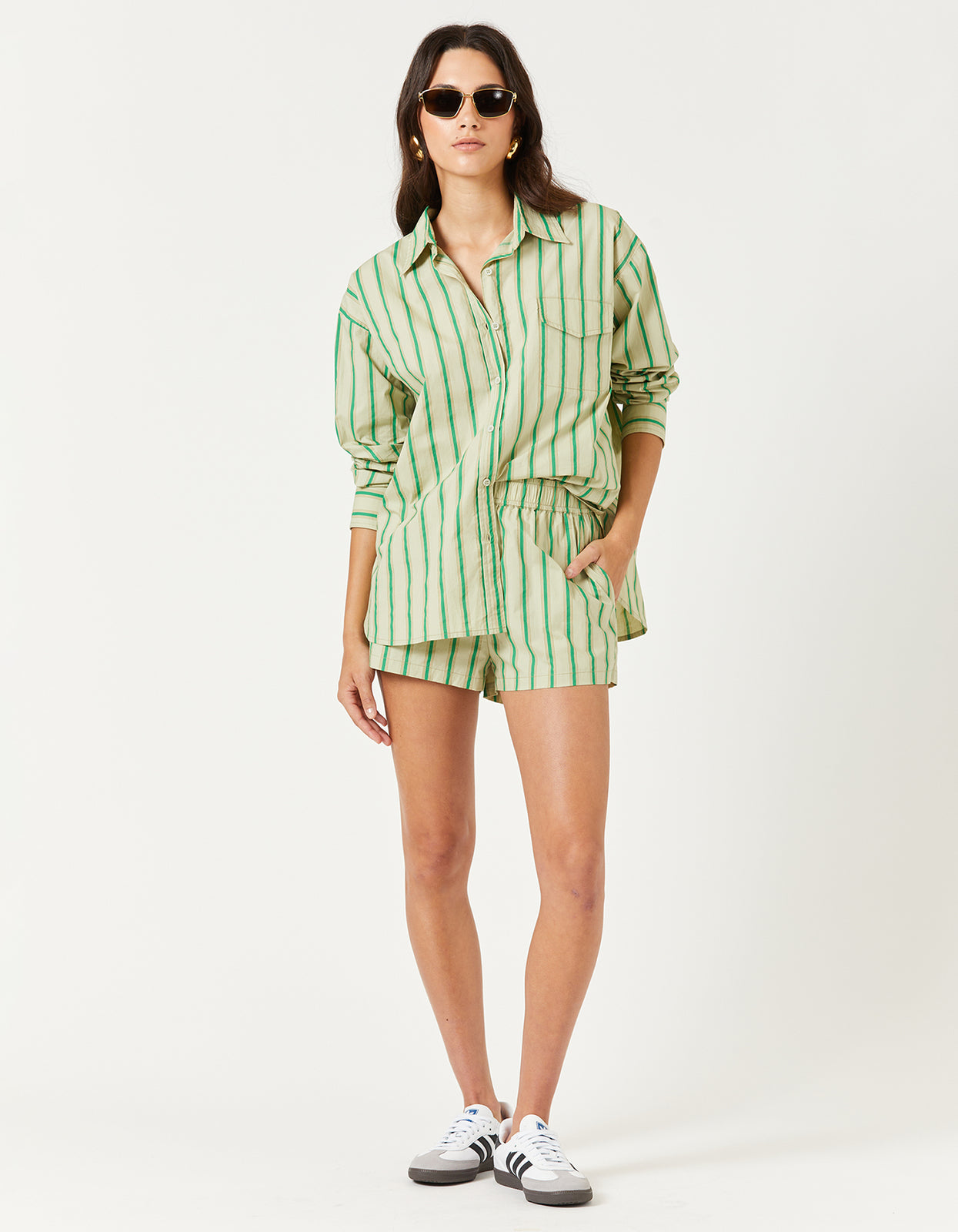 Superette | Nash Shirt - Green Stripe