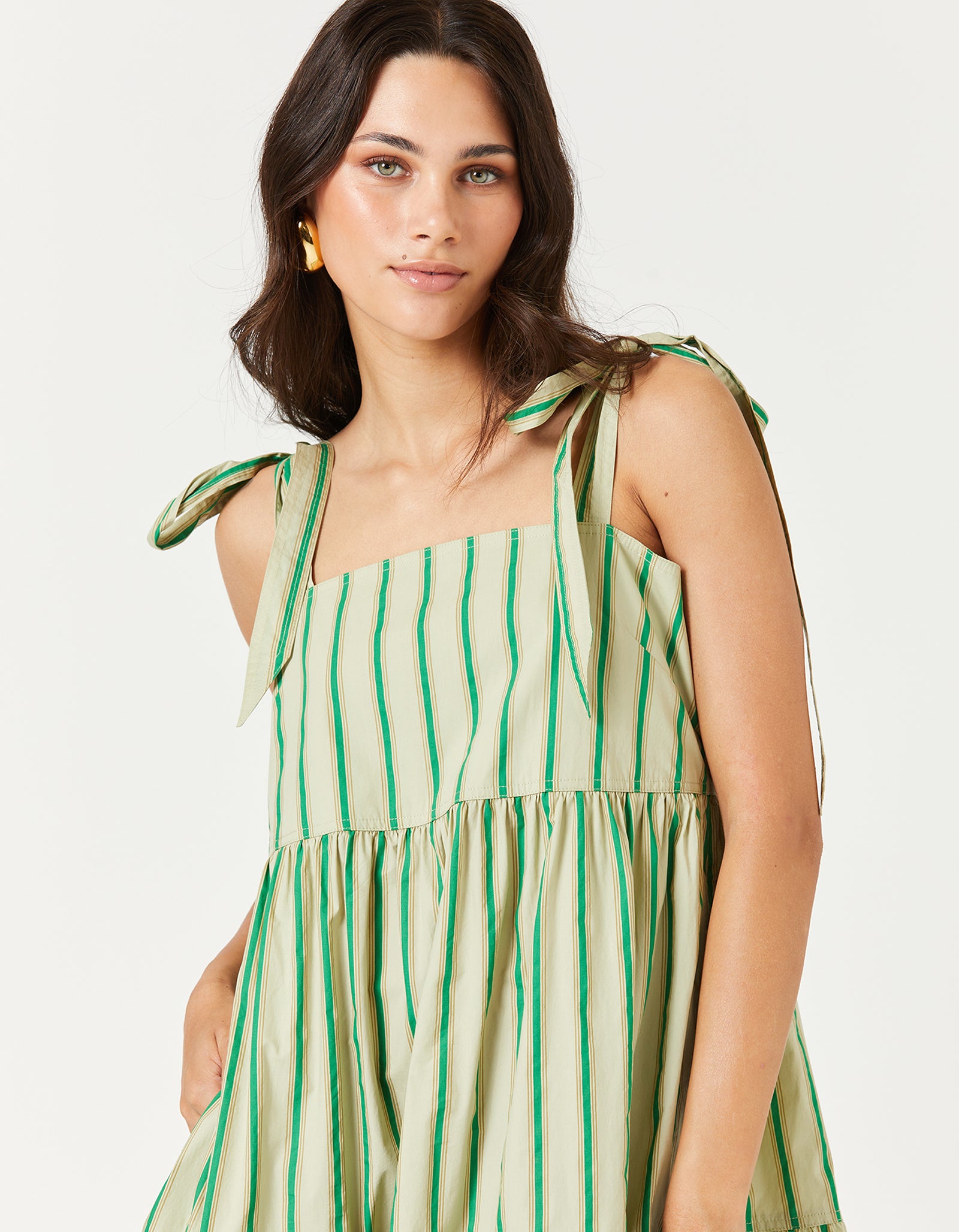 Green striped outlet dress