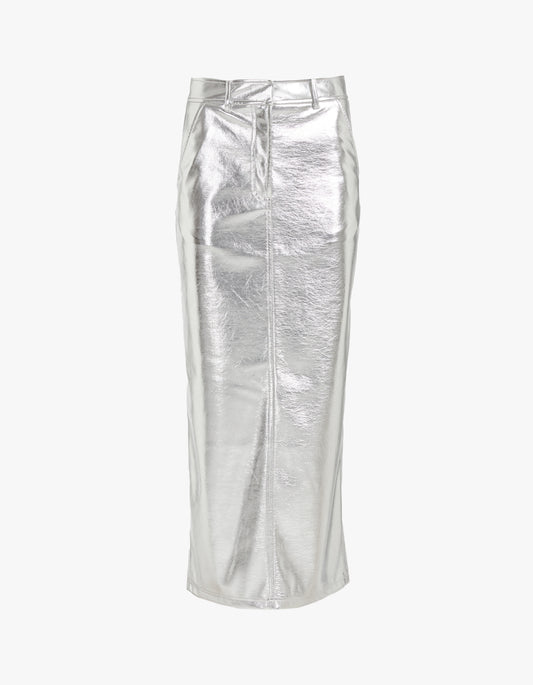 Portia Midi Skirt - Silver