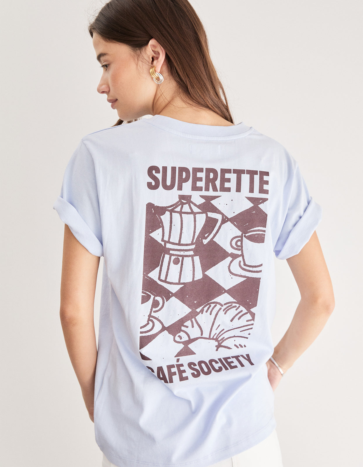 Cafe Society Tee - Pale Blue