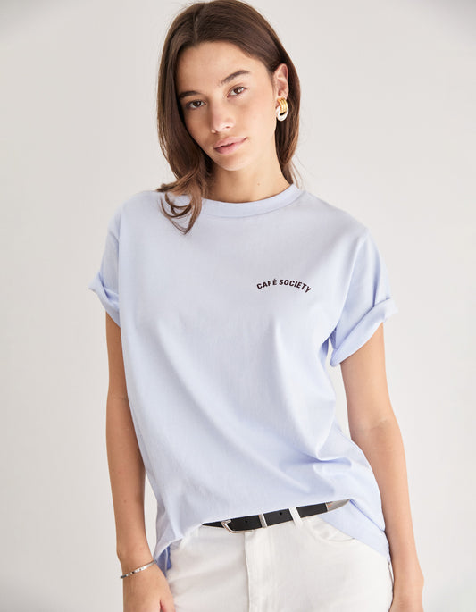 Cafe Society Tee - Pale Blue