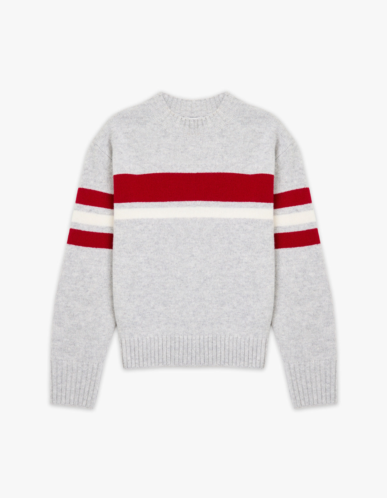 Dover Crew Knit - Grey/Red/Ivory