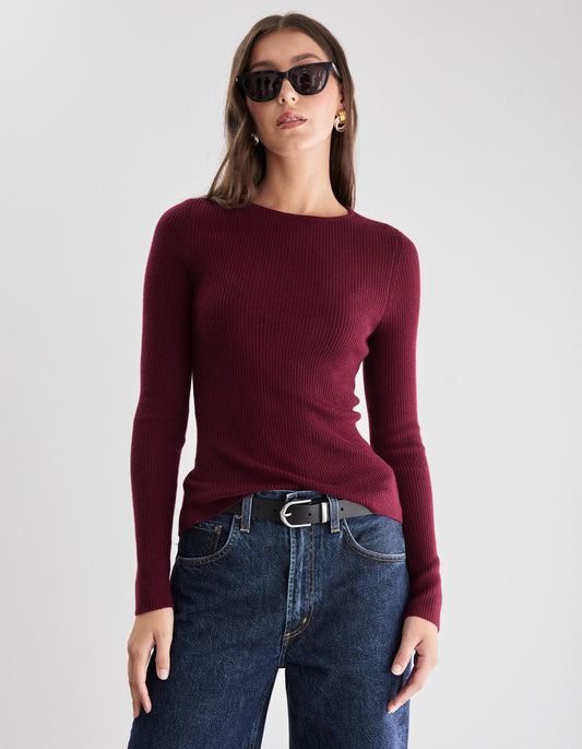 Wren L/S Knit - Burgundy