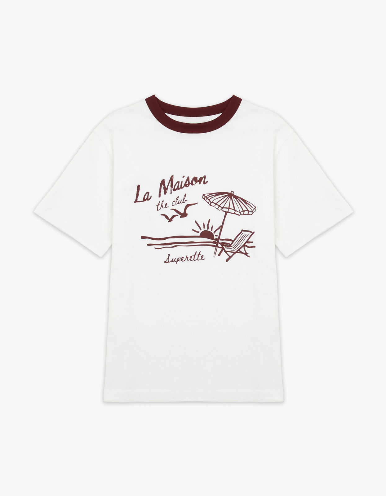 Maison Tee - White/Burgundy
